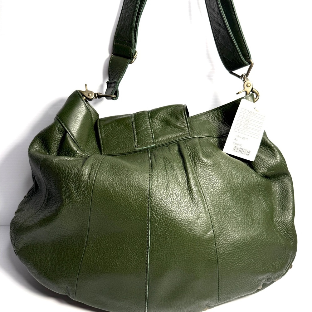 Anthropologie Olive Green Leather Hobo Bag - Picture 4 of 11